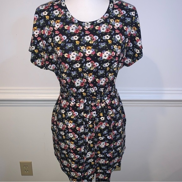 Lularoe Floral Print Dress w/Belt, sz M - Picture 1 of 8